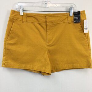 New York & Company Hampton 4" Short Mustard Yellow Short Size 10 NEW With Tags
